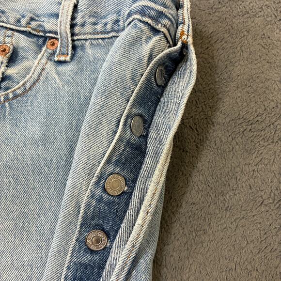 EB Denim Jeans Blue Unraveled Straight Leg Light Wash Destressed Women's Size 31 - Picture 12 of 14